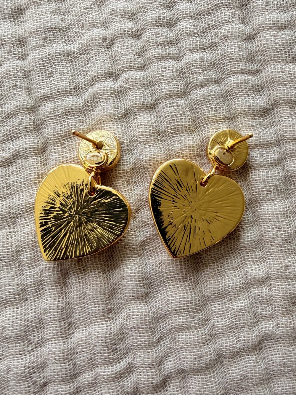 ❤️Chanel Gold and Black Heart Drop Earrings with Red Accents🖤 - Picture 3 of 6
